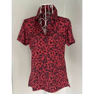 G/Fore Gfore G4 Fore Floral Print Polo Golf Top Shirt Blouse collared athletic